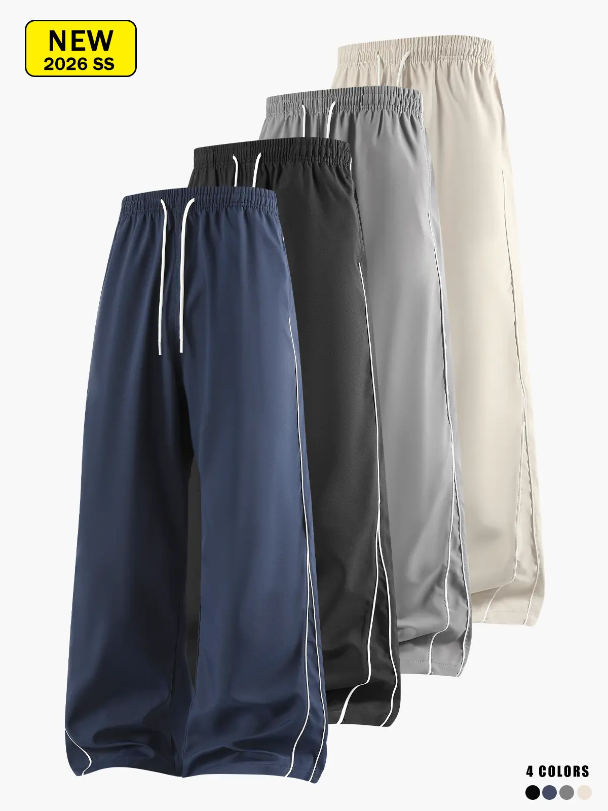Men’s outdoor quick-dry casual sports pants, 2026 new model, loose straight fit, side stripe design, for spring and autumn