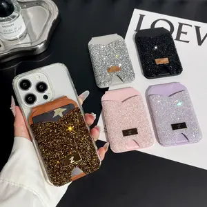 Strong magnetic anti-lost diamond phone holder with card holder and mirror. Lightweight and portable. Strong magnetic absorption of mobile phones. Can hold credit cards and ID cards. Suitable for magnetic mobile phones and magnetic mobile phone cases.