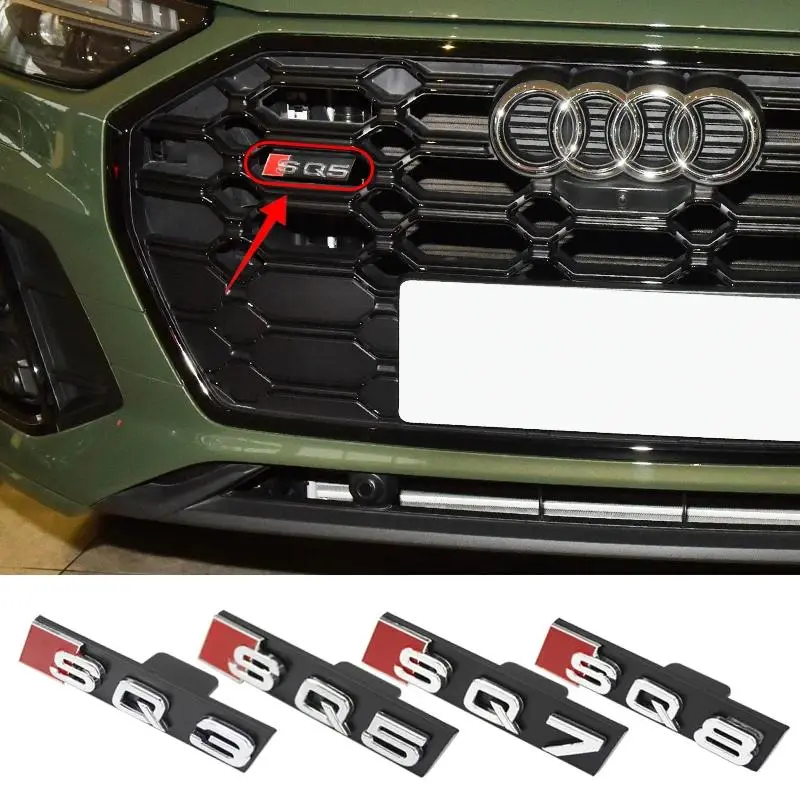 3D Abs Car Grille Badge Sticker Decoration Accessory, Fits Audi S Line Series Sq3 Sq5 Sq7 Sq8 Models, Sq Logo Car Modification Parts, Car Decals, Car Decorative Sticker