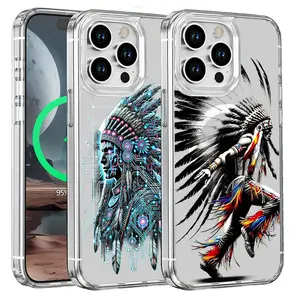 Boho Native American Tribal Indians Pattern Totem Design for iPhone 17 air 16E 15 14 13 12 11 Xs Pro Max Plus Phone Tough Case Magnetic MagSafe Hard TPU PC Gift Shockproof Protection Anti-Drop Protective Protector Cover Aesthetic Acrylic