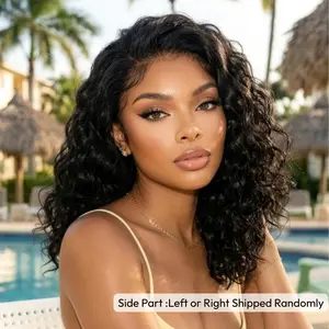 UNice Female 250% Density Water Wave Bob Lace Front Wig, Glueless 6X4 Minimalist Lace Human Hair Wig, C-Side Part, Natural Hairline, Bleached Knots, Summer Choice