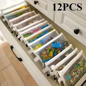 12 Large Capacity Office Mesh Zipper Bags, Three Sizes, Transparent File Folders, Pencil Box, Puzzle Storage Bag, Travel Organizer, Graduation Gift, Multipurpose Storage Bag