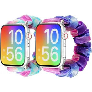 P-WBA023   Scrunchie Band Compatible with Kids Apple Watch Band 38/40/41mm & 42/44/45mm, Boys Girls Soft Nylon Stretchy Strap for iWatch Series 9/8/7/6/5/4/3/2/1/SE