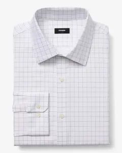 Express Slim Grid Texture Dobby Cotton Stretch 1MX Dress Shirt