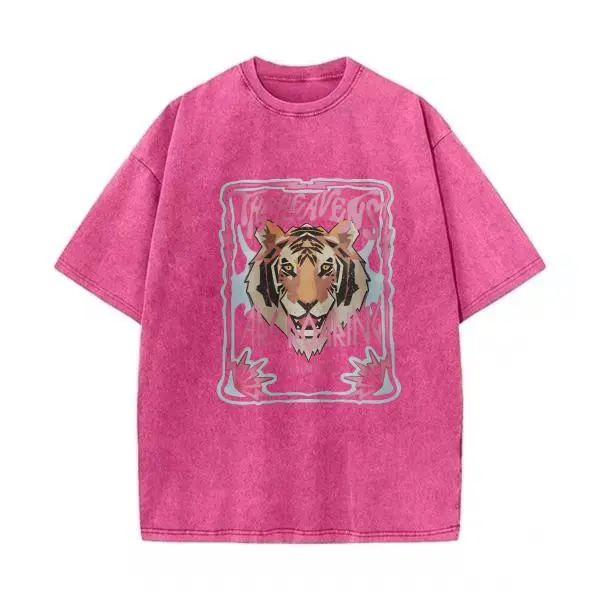 Washed Cotton Tee-Fuchsia
