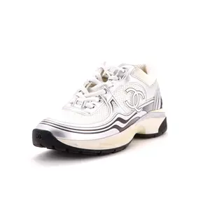 Pre-owned Chanel Women's CC Low-Top Sneakers Mesh and Laminated Leather by Rebag