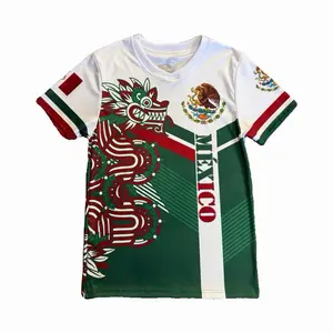 Mexican Pride Jersey with Aztec Dragon & National Colors for Men
