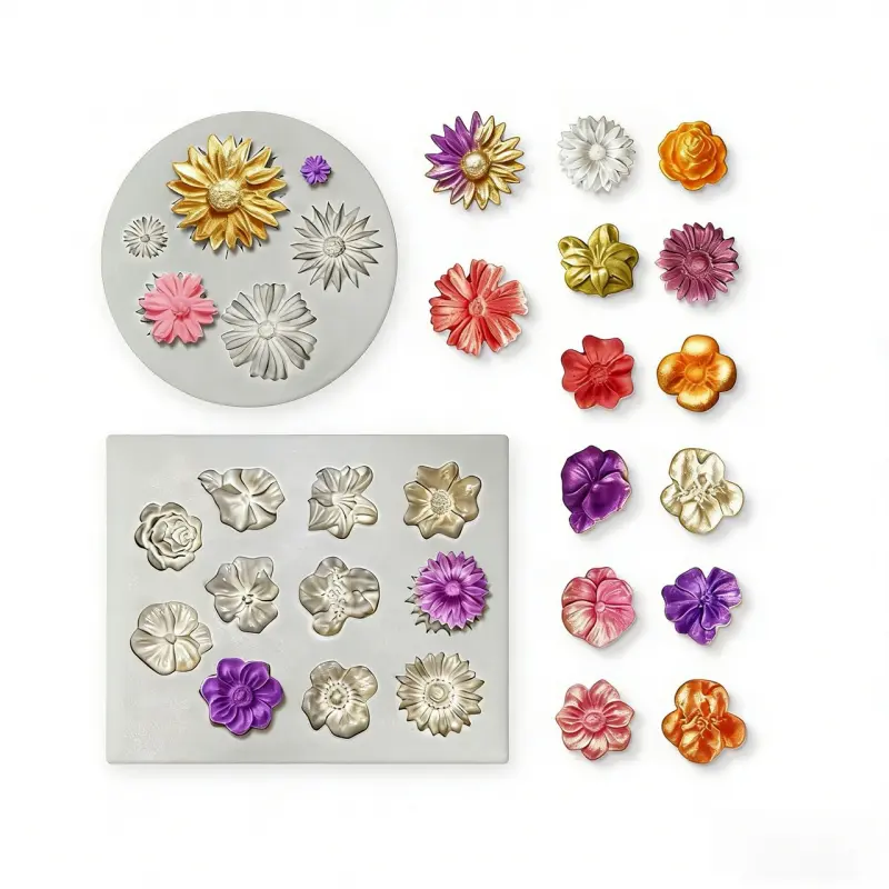 2 exquisite silicone flower molds, 17 flower shapes to choose from - reusable high-quality flower mold, suitable for aromatherapy candles Making, handmade soap, resin production