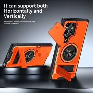 Rotating Ring Phone Case, Compatible with Samsung 25/24/23/22/21 Ultra, High-End Design, Practical Stand Case, TPU+PC Armor Shell, with Camera Protector, Unisex, Military-Grade Protective Case