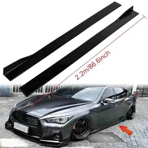 for INFINITI Q50 2014-2022 86.6" /2.2m Gloss Black Side Skirts Rocker Panel Lip