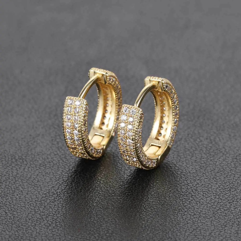 Men's Hip-Hop Zirconia Hoops, Unique Sparkling Ear Jewelry with 925 Sterling Silver Pins, Hypoallergenic & Durable Men's Accessories, Unisex Style