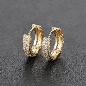 UJ Fashion Hip-Hop Hoop Earrings For Cool Man, a Gift BF Will Love Zircon Hypoallergenic Hiphop