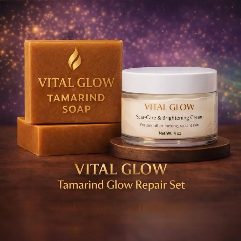 Unisex Tamarind Face Skin Repair & Brightening 2-Piece Kit - Peeling Cream, Exfoliating Soap Bar Cleanser for Daily Alternating Use, Kaylumi