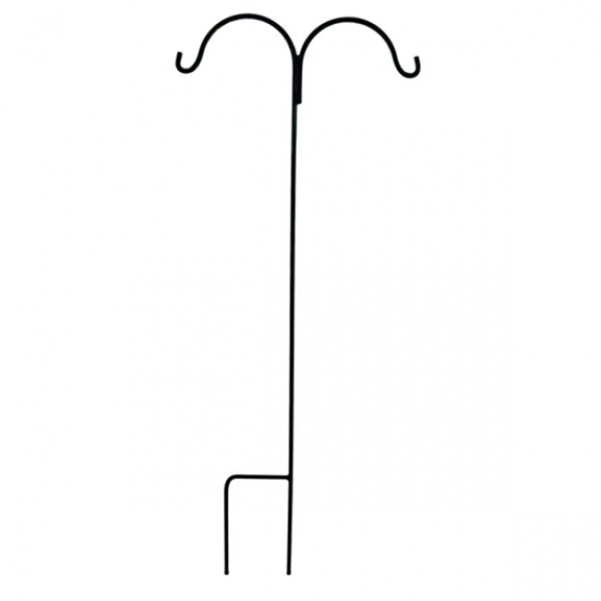 Panacea Products 259428 64 in. Sturdy Steel Standard Metal Garden Double Round Shepherd's Hook - Black Powder-Coated, 57.5 lbs Capacity, Double Hooks