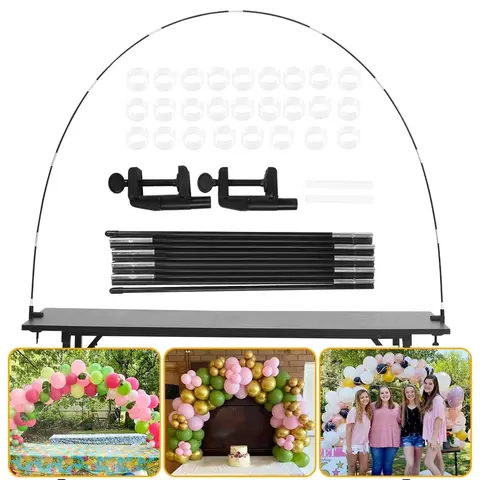 12ft Adjustable Height Reusable Balloon Arch Stand Kit - High-Strength Glass Fiber Pole, Base Included, DIY Party Friendly Arch for Balloons, Wedding, Baby Shower & Birthday Party Decor Supplies