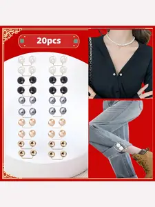20pcs Pearl Pins, Adjustable Multi-Functional, Non-Slip Safety Pins, Waist Cinch, Neck Adjustment, Scarf Holder, Fashion Accessories, Dress Shirt Decor