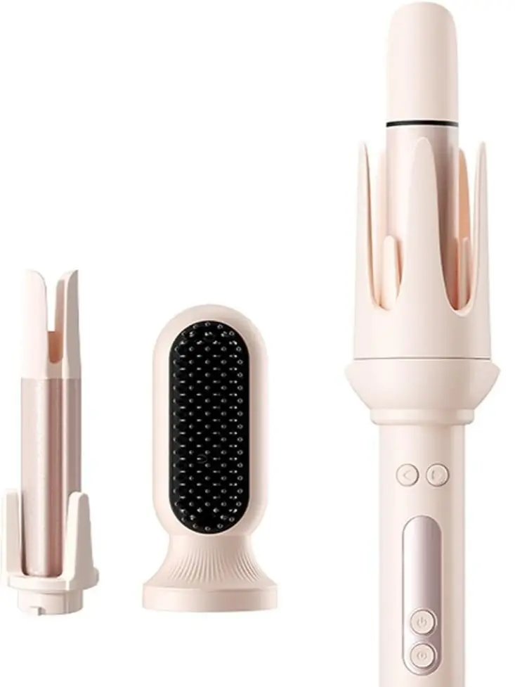 3 in 1 Automatic Hair Curler Set, 1"&1.25" Barrels with Straightening Brush, 3 Temp, Negative Ion Hair Styler for Beach Waves, Loose Curls & Straight Hair, Travel Light