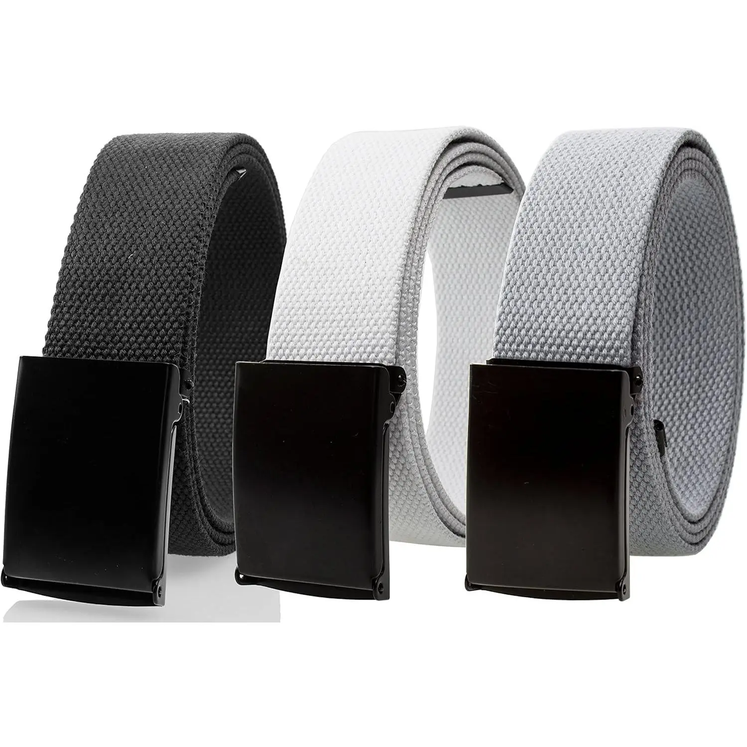 Fully Adjustable Canvas Web Belt with Black Flip Top Buckle 50'' Long