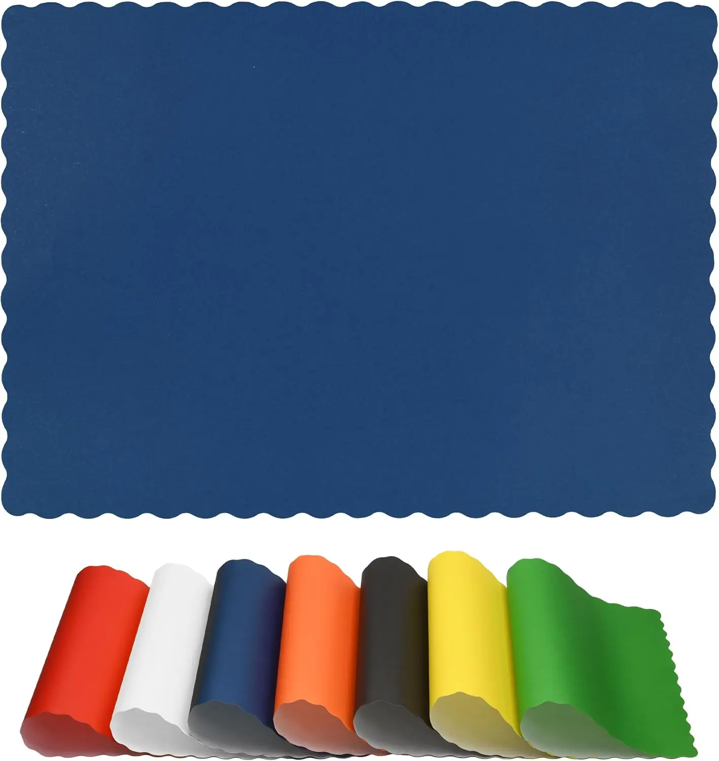 Disposable Paper Placemats – Premium, 50 Pack of Blue Scalloped Edge Placemats, Perfect Size 10x 14 Coasters Tableware