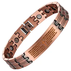 MagEnergy Copper Bracelet with Cross & Scripture, Faith-Inspired Stylish Accessory   Bracelet DIY Set Halloween Stainless Steel  Kit   Bracelet Charms Pack Italian Charm
