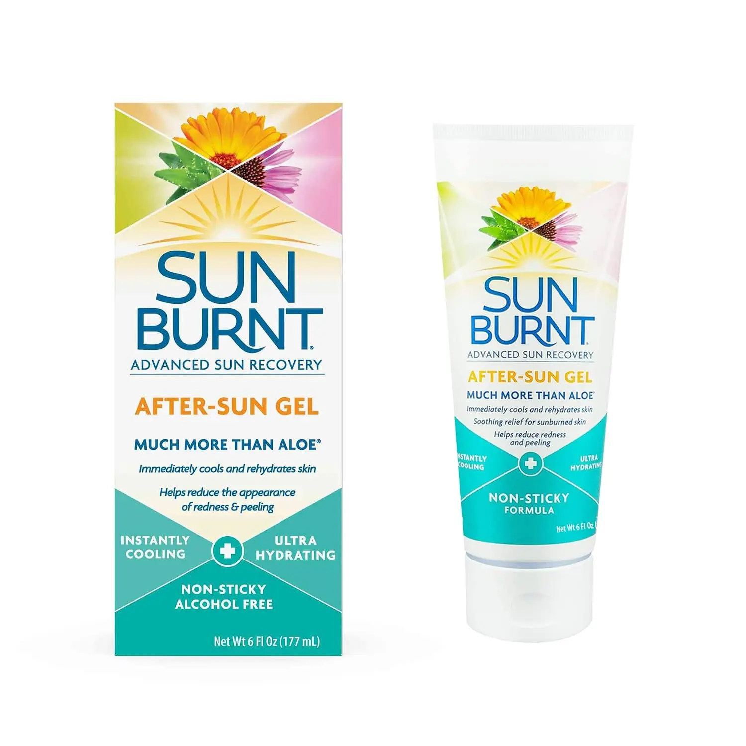 SunBurnt After Sun Gel - Hydrating Aloe Vera Gel with Hyaluronic Acid & Calendula for Sunburn Relief, Non-Sticky (6 oz)