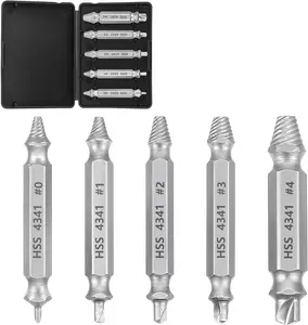 Screw Extractor Set Damaged Stripped Screw Extractor Removal Tool Stripped Screws Nuts Bolts Easy Removal Drill Bit Tools For Removing Broken Bolt Extractors For Men Christmas Stocking Stuffers 5pcs