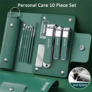 Professional Manicure Nail Clippers Set, Nail Care, DIY Manicure, Sharp Stainless Steel Blades, Portable Compact Design, Ideal for Home & Salon Use, 10-Piece Kit for Precision Trimming