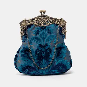 Burnout Velvet Revival Aqua Chatelaine Purse Large