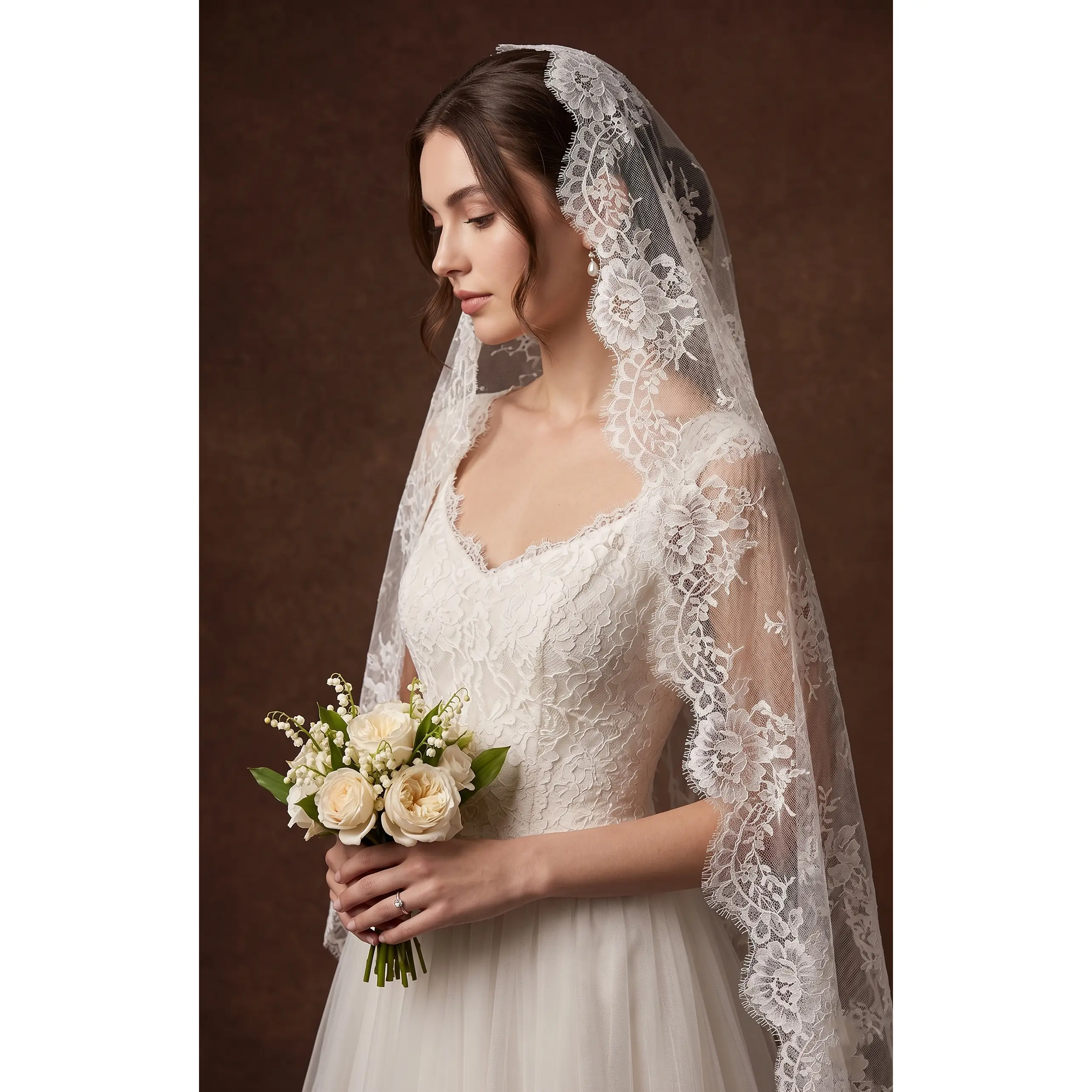 Soft Lace Mantilla Wedding Bridal Veil