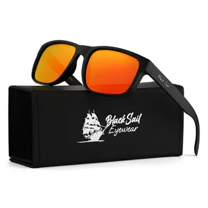 Black Sail Eyewear Rudder Square Frame UV400 7 Layer Polarized Sunglasses with TAC Lens Technology & Anti-Reflective Coating for Men & Women