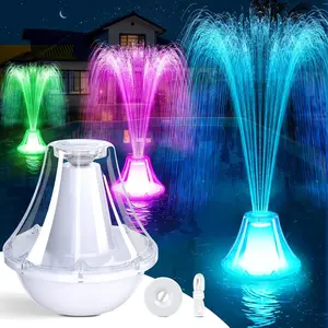 Rechargeable Pool Fountain with Lights,2026 Upgraded Floating Pool Fountain with Anchor,Above Ground Pool Water Fountain Pump,Swimming Pool Fountain Floating Pump for Inground Above Ground Pool-White