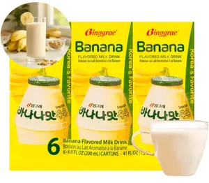 BINGGRAE Korean Banana Milk Drink - 200ml x 6 Pack | Banana protein dairy products