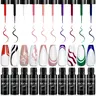 JODSONE 10PCS Nail Art Gel Liner Set White Red Black UV Lamp Cured Gel Polish with Thin Brush