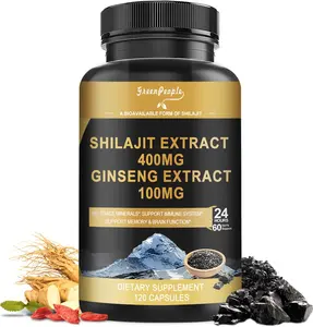 Shilajit 400mg with Ginseng, High Strength Pills 120 Calculation and Fulvic Acid Minerals