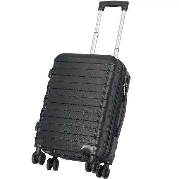 22" Black Hardside Carry On Spinner Suitcase Luggage Expandable with Wheels for Travel