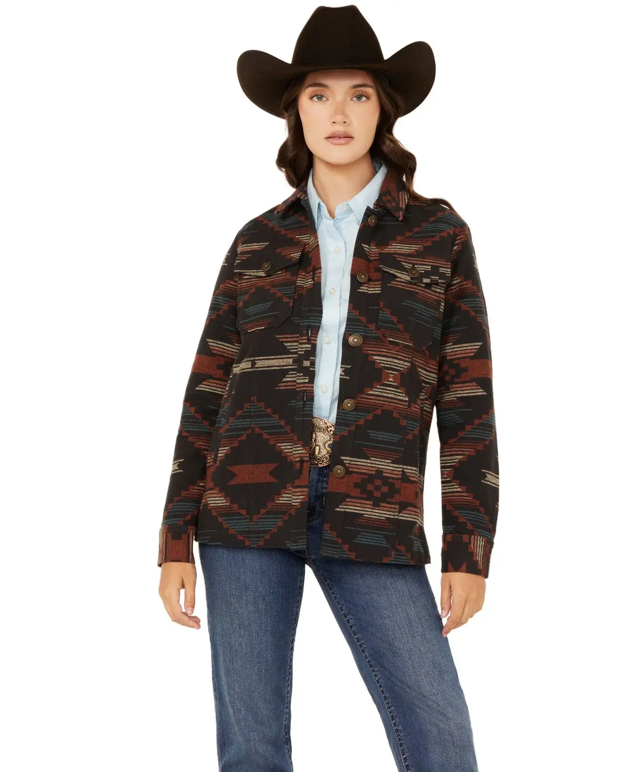 Shyanne Women's Women'S Southwestern Print Shacket - Srfa24w59-Nvy