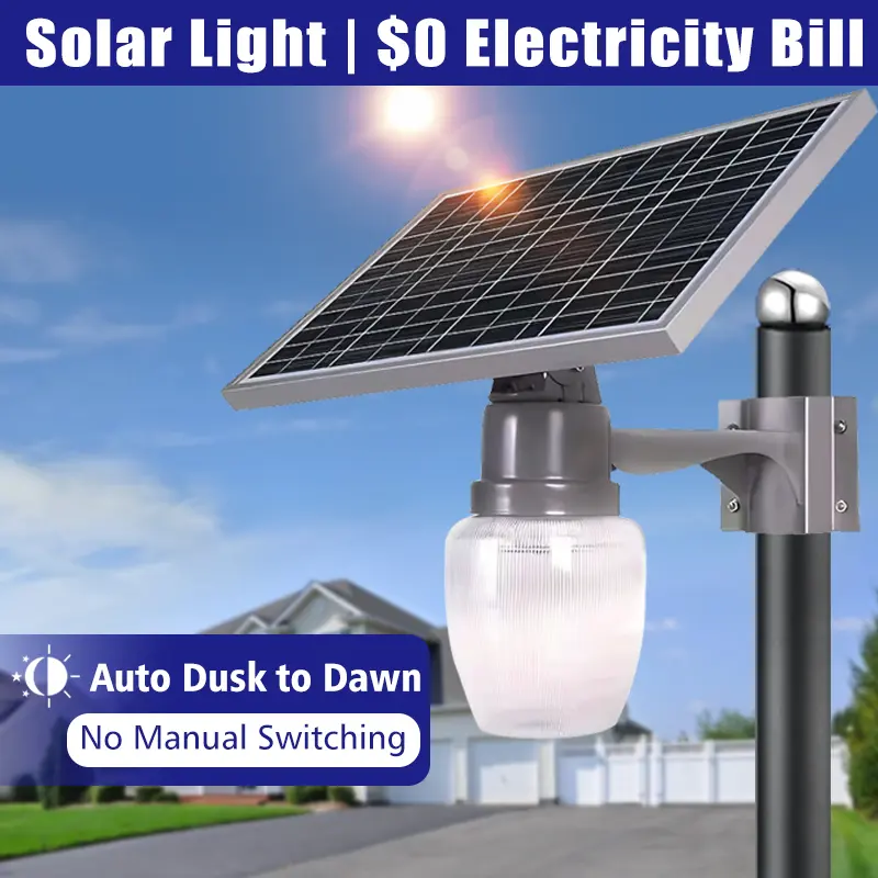 Solar street light with remote control and photocell LED solar lamp, adjustable color temperature 6500K/4000K/3000K courtyard light, suitable for parking lots, courtyards, gardens, villas, and outdoor solar courtyard lighting