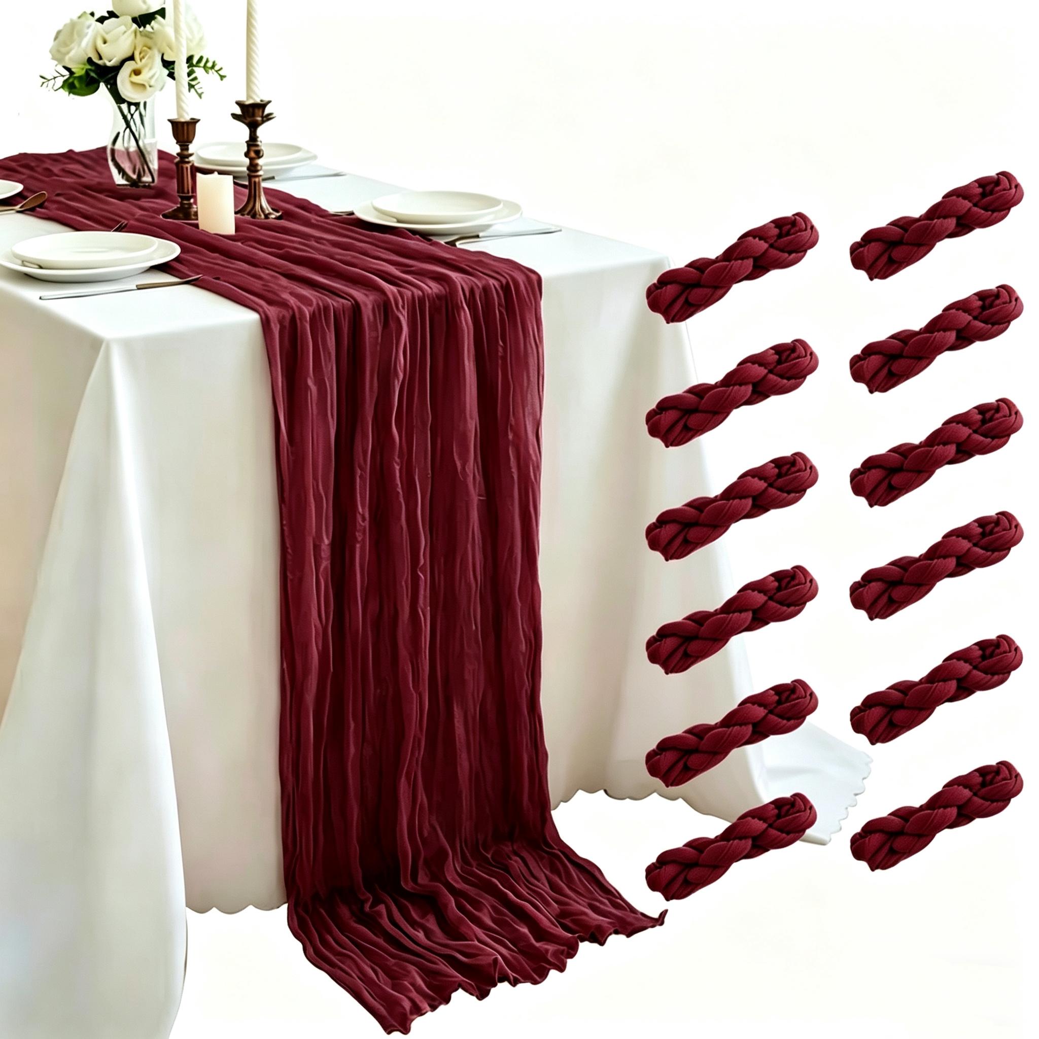 12 Pack Table Runner, Cheesecloth Table Runner, 10ft Table Runner, for Wedding Reception, Boho Rustic Wedding, Party, Bridal Shower Decor, Home Decor Valentine's Day
