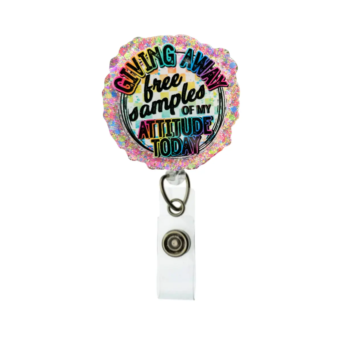 Giving Away Free Samples of My Attitude Today Badge Reel – Handmade Retractable ID Clip for Nurses, Teachers, Office Staff – Funny Work Accessory