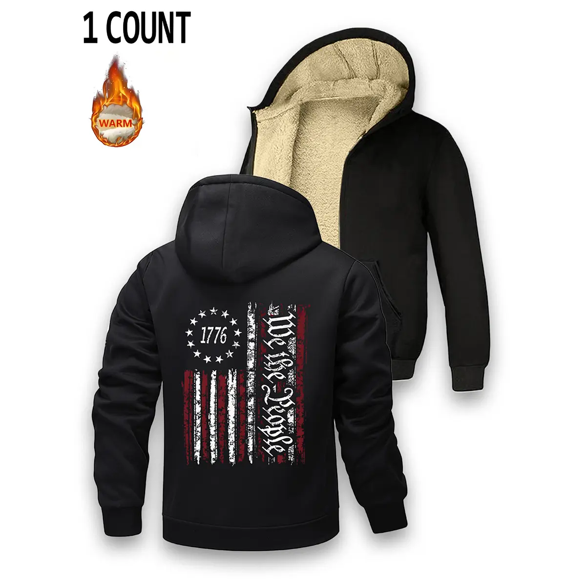Men's Fleece-Lined Thick Plain Hooded Neck Fitted Cut Long Length Zipper Cardigan Jacket - Long-Sleeve Chic Menswear Top for Winter Casual Everyday Wear, No