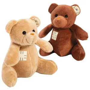 5" Classic Patchwork Brown Stuffed Bears - 12 Pc.