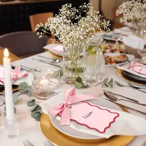 Luxury Scalloped Wedding Place Cards, Elegant Name Cards, Romantic Reception Decor, Bridal Shower & Engagement Party, Soft Pastel Calligraphy