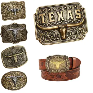 Buckle Indivisual--Punk-style Embossed Alloy American Retro Belt Buckle Unique Trendy Western Cowboy Buckle for Men Texas Design