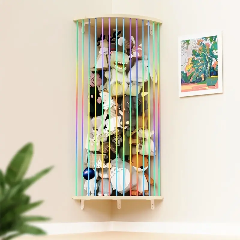 Plush Toy Storage Rack Set, Adjustable Length Display Shelf, Adjustable Decorative Racks, Corner Mesh Plush Toy Holder, Zoo Theme Toy Organizer for Game Room Kids Bedroom Decor, Modern Organizer, Decorative Storage Organizers