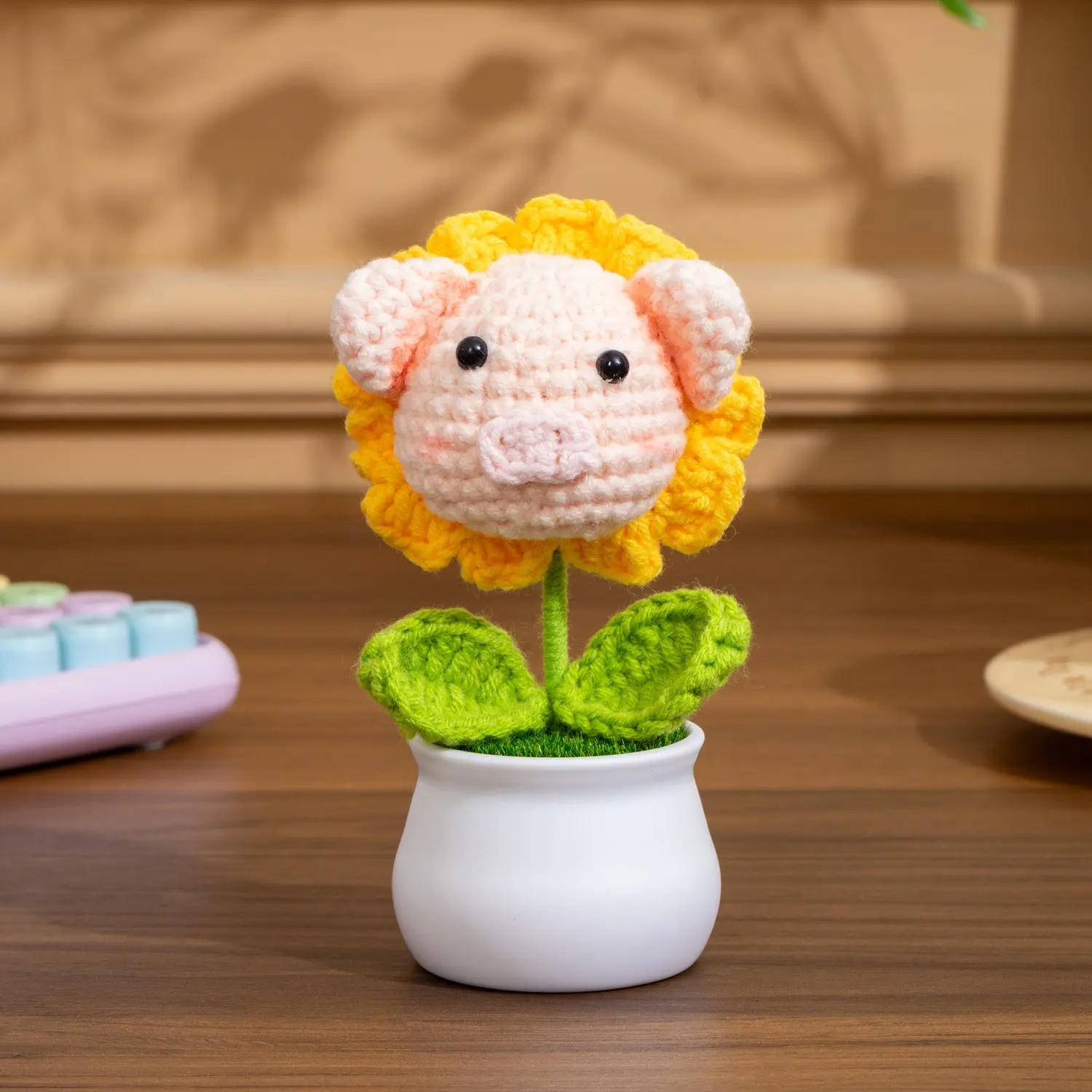 Knitting pink piglets