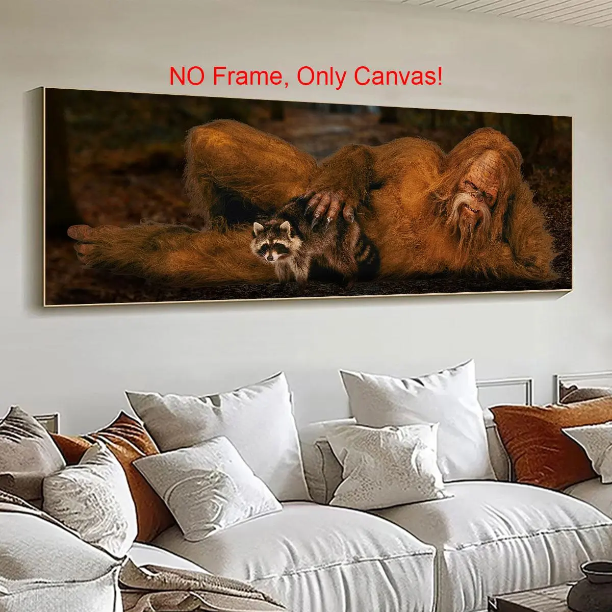 Bigfoot Pattern Canvas Poster without Frame, 1 Count Modern Unframed Painting Wall Art Painting, Artwork For Walls, Wall Decor for Home Living Room Decorations Bedroom Office, Art Wall Decoration