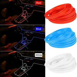 2/5m Car Interior LED Strip Light, USB Powerd Interior Decorative Atmosphere Wire Strip Light,Car Accessories (red,blue,white)