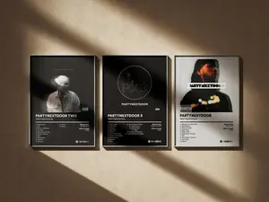PARTYNEXTDOOR Poster 3 Pack - Minimal Digital Art Prints - Album Cover Wall Decor Set