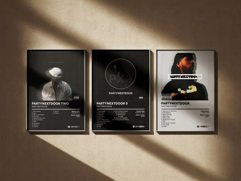 PARTYNEXTDOOR Poster 3 Pack - Minimal Digital Art Prints - Album Cover Wall Decor Set