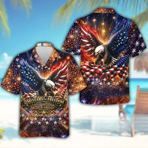 Personalize 250 Years Of Freedom USA Hawaiian Shirt, USA Eagle 4th Of July Button Up Shirt, Patriotic Gift, Independence Day Aloha Shirt#TikTokMadeMeBuyIt #USAHistory #PatrioticShirt #250YearAnniversary #AmericanFlagTee#HawaiianShirt  #SummerCasual